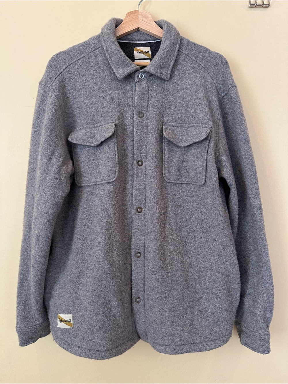Tracksmith Men’s Heather Gray Wool/Cotton Shirt Jacket